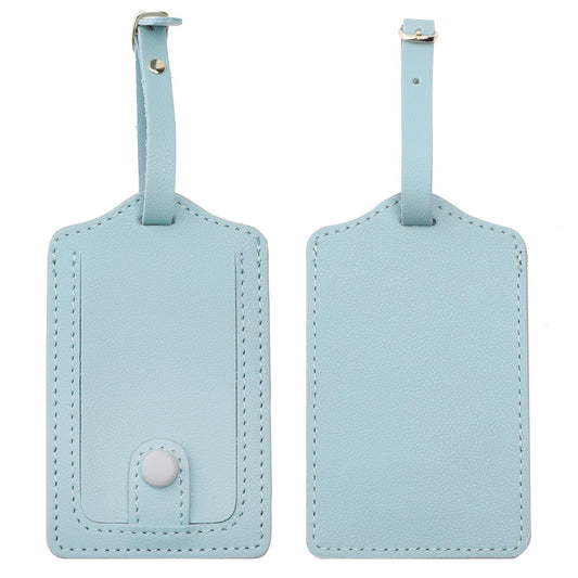 Jagucho Leather Luggage Tags for Men Women, Set of 2PCS, Baggage Bag Tag Suitcase Labels ID Tags with Full Back Privacy Cover for Carnival Cruise Ships, Travel Accessories Tags for Tourists (Blue 3)