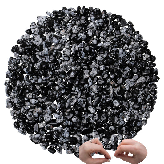 XIANNVXI Snowflake Obsidian Beads, Natural Chip Stone Beads 400Pcs Crystal Bead 5-8mm Irregular Healing Crystal Loose Rocks for DIY Jewelry Making