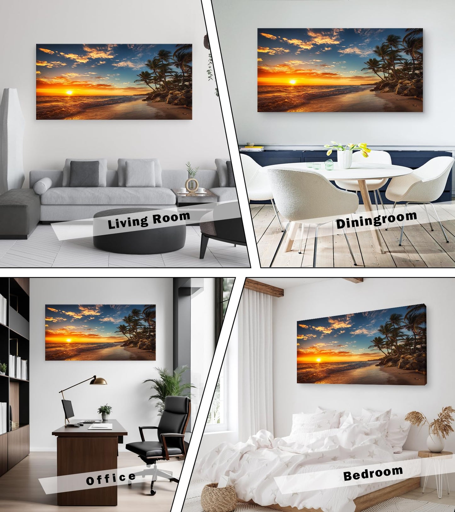 DZL Art S74798 Canvas Painting Print Paradise Tropical Island Beach with Palms Photograph Print Nature Pictures Wall Art Canvas Prints Painting for Living Room Bedroom Decor Office Wall Decor