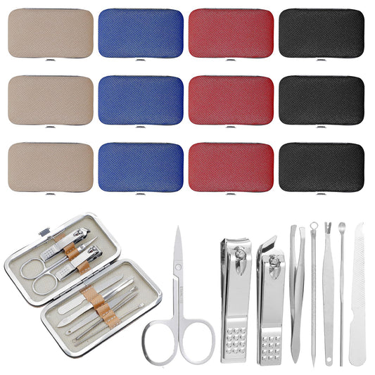 12 Pack Manicure Set Bulk, 8 in 1 Nail Clippers Kit Stainless Steel Fingernail Clippers Set, Sturdy Nail Tip Cutter Trimmers Professional Grooming Toenail Clipper Personal Pedicure Kits Gift