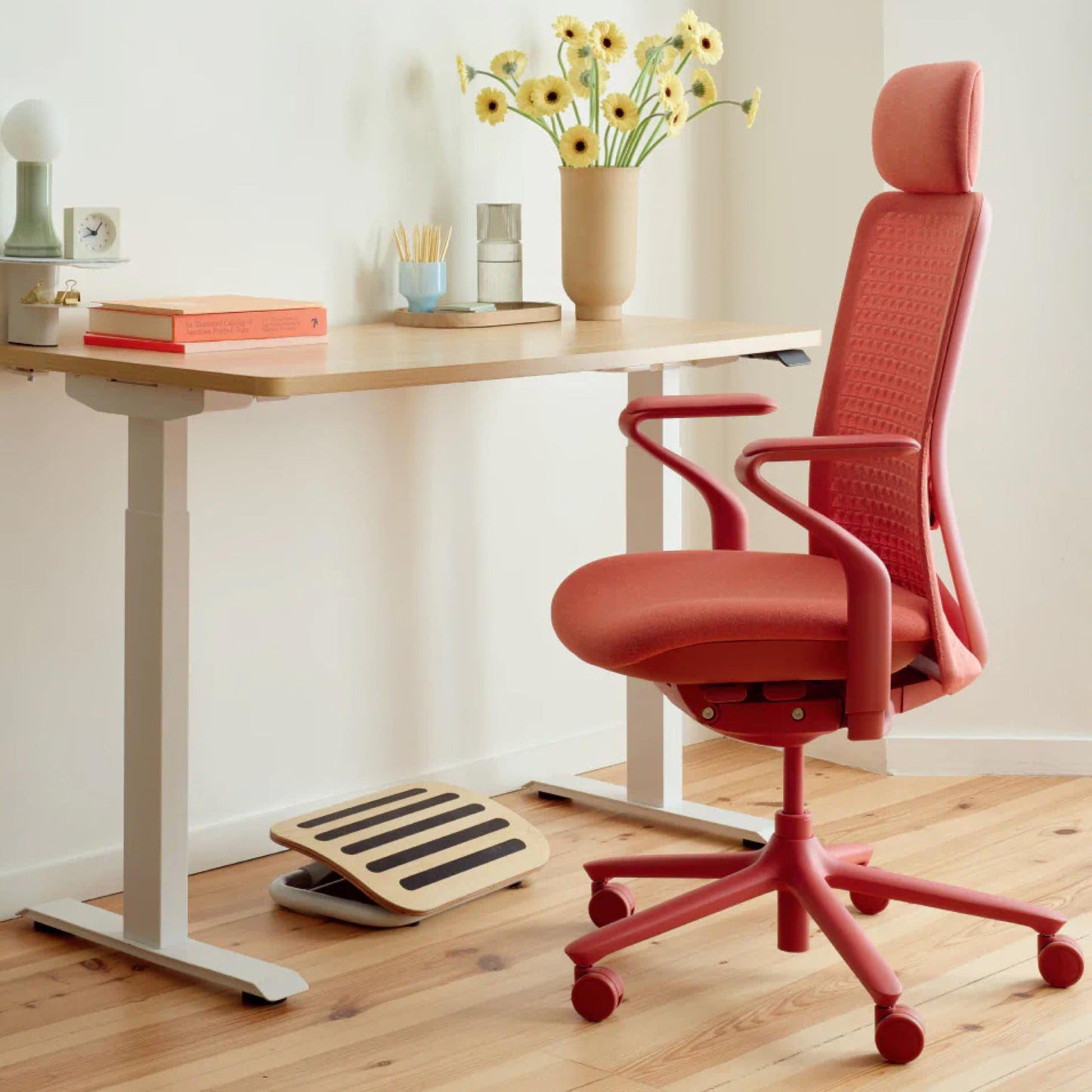 Branch Verve Chair - High Performance Executive Office Chair with Contoured Back and Adjustable Lumbar Support - High Density Foam Cushion and 3D Knit Back - Fits 5' to 6', Up to 275 lbs, Coral