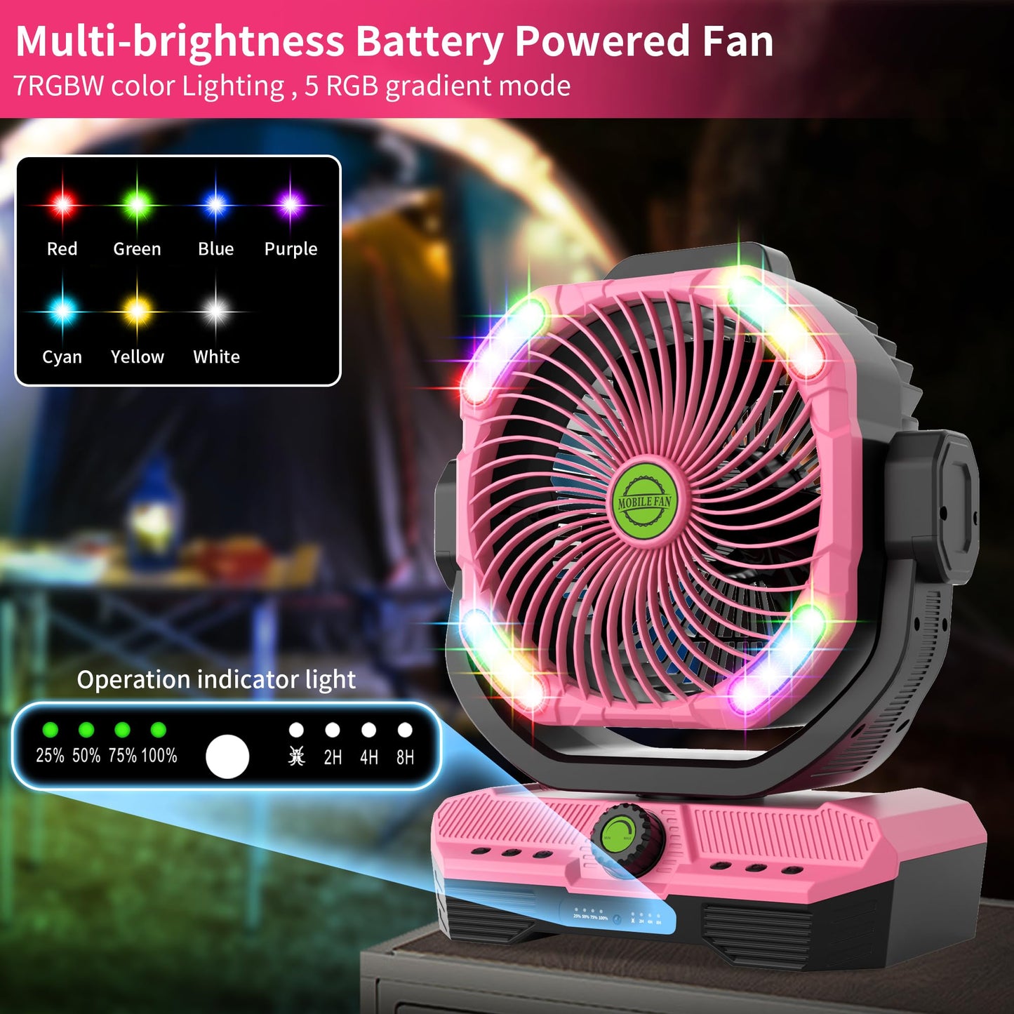 TDLOL 45000mAh Rechargeable fan for Bedroom, Battery Powered Oscillating Fan with Remote, Large Powerful Airflow Battery Operated Fans Portable Quiet Outdoor Table Cordless Fan Christmas Decorations