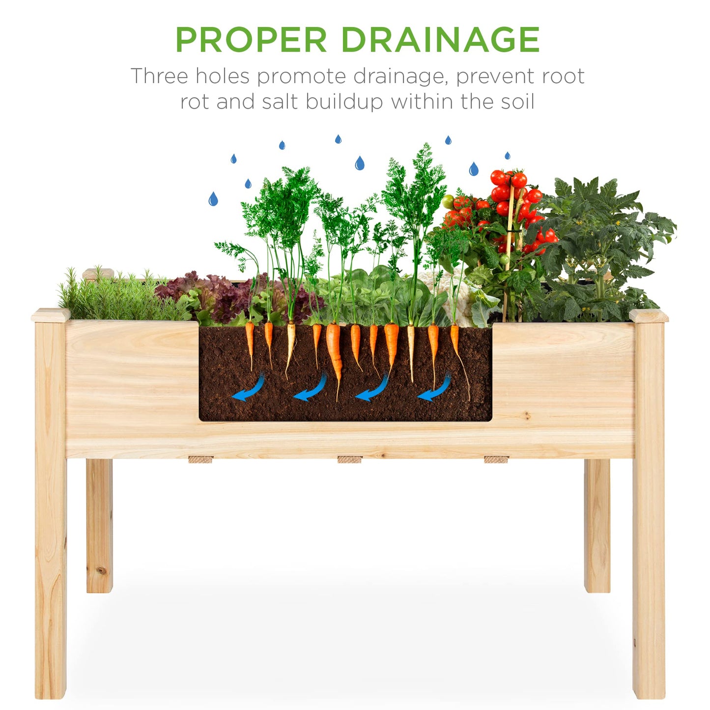 Best Choice Products 48 x 24 x 30 Inches Raised Garden Bed, Elevated Wood Planter Box Stand for Backyard, Patio, Balcony with Bed Liner, 200 Pound Capacity - Natural