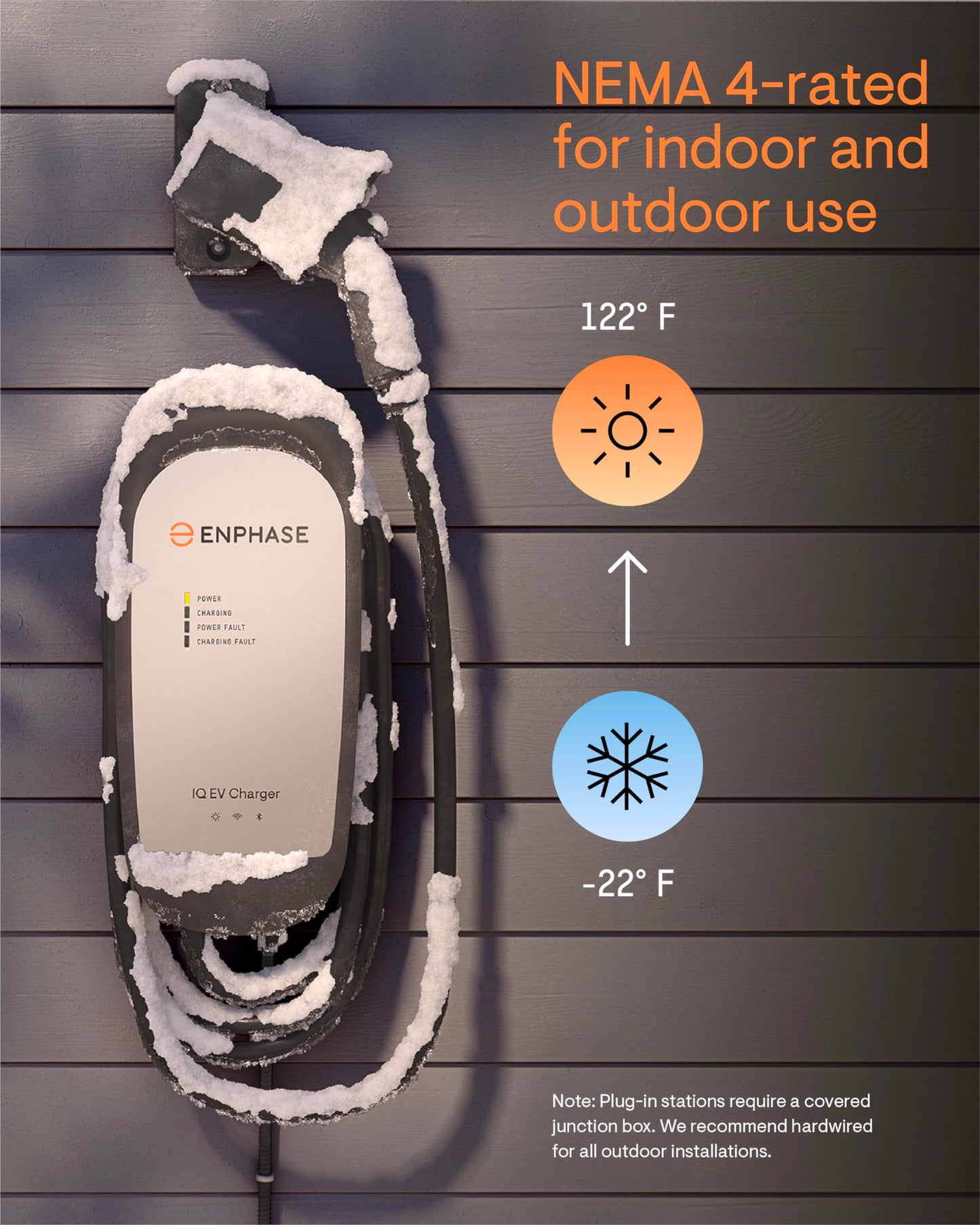 48 Amp Smart EV Charger - Enphase IQ 60, Hardwired, 11.5kW Power, 240V, 5-Year Warranty, Wi-Fi Connected, Safety Certified, 25ft Cable & Ruggedized J1772 Connector