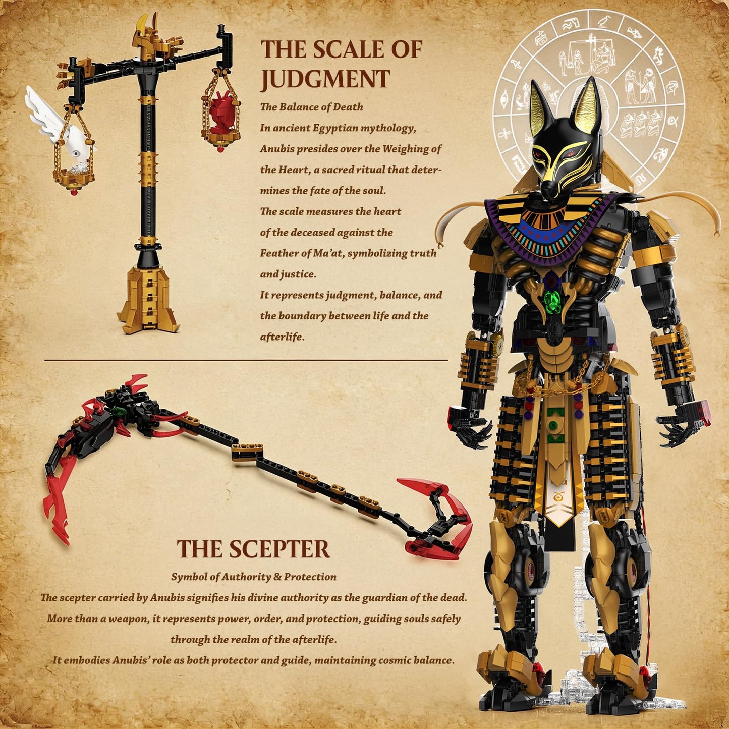 JMBricklayer Anubis Mythical Building Set for Adults, Ancient Egyptian God Building Blcoks, Collectible Mech Model Kits for Home Office Decor, Large Display Statue Gifts for Men & Mythology Lovers