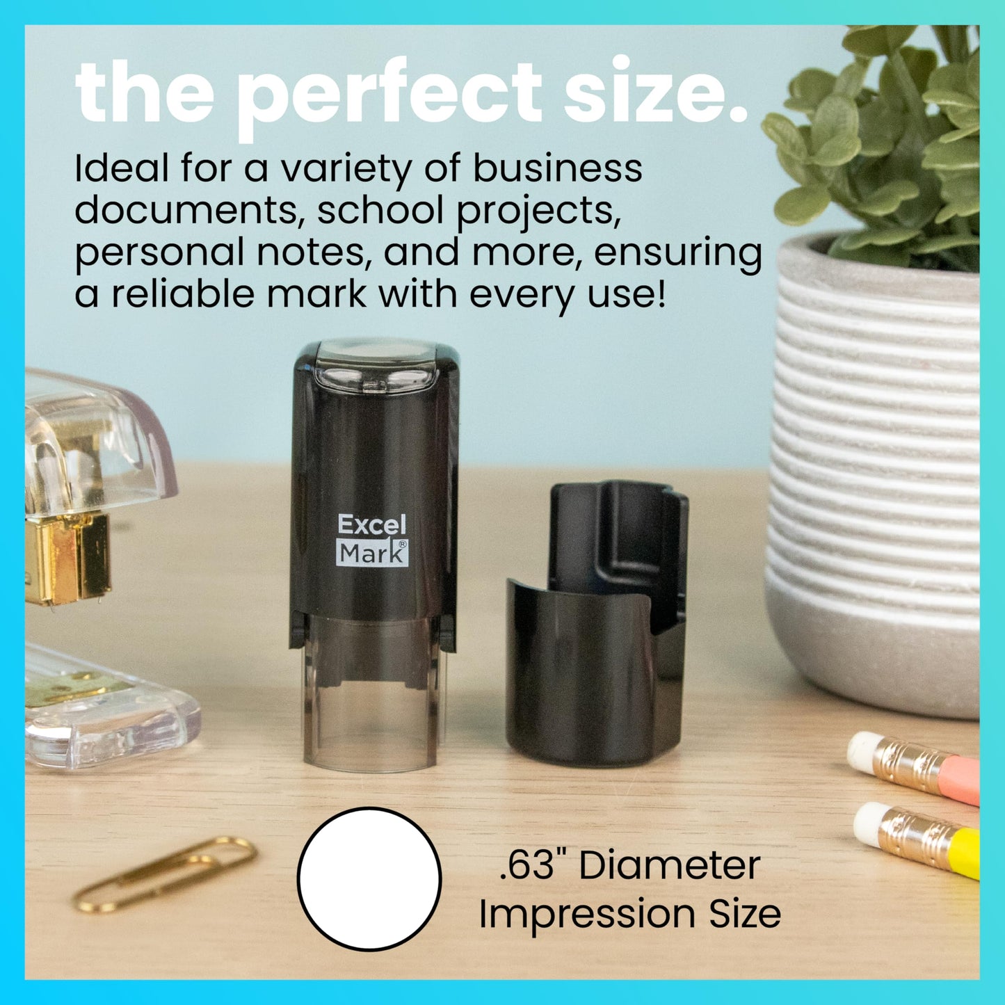 ExcelMark Smiley FACE - Self-Inking Round Teacher Stamp - Purple Ink