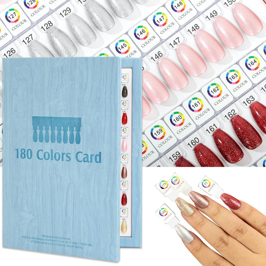vnjaoi Magnetic Nail Swatch Book,180 Nail Color Display Book with 192 Magnetic Tips,Professional Nail Salon Color Display Book for Easy Preview & Storage - Blue