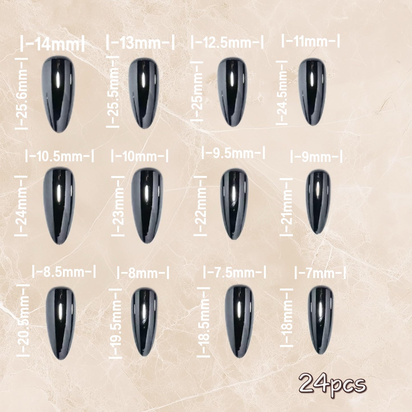 C.Z.Z.T.T.NAILS 24 pcs Press On Nails - Fake nails with Jelly Glue for WomenOpaque Soft Gel Glue On Nails in Magic Mirror Almond Press Decks