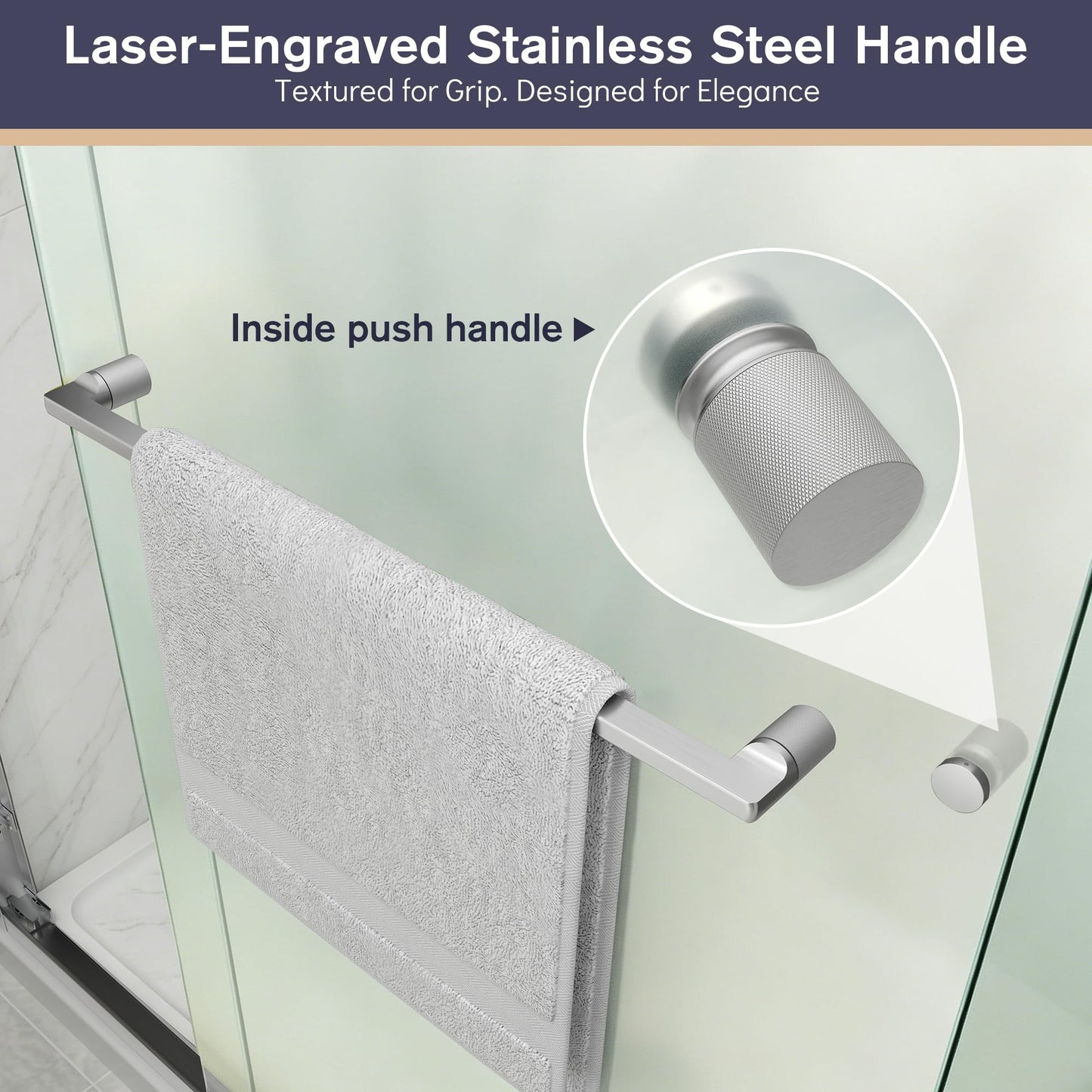 EASYWORC Double Sliding Shower Door, 43"-48" W x 70" H Semi-Frameless Frosted Shower Door, 1/4'' (6mm) Frosted SGCC Tempered Glass with Nano Coating and Explosion-Proof Film, Brushed Nickel
