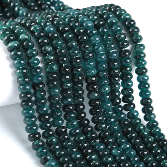 76pcs 5x8mm Natural Stone Dark Blue Jade Rondelle Spacer Loose Beads Abacus Disk Stone Round Loose Gemstone Beads for Jewelry Making DIY Bracelet Necklace
