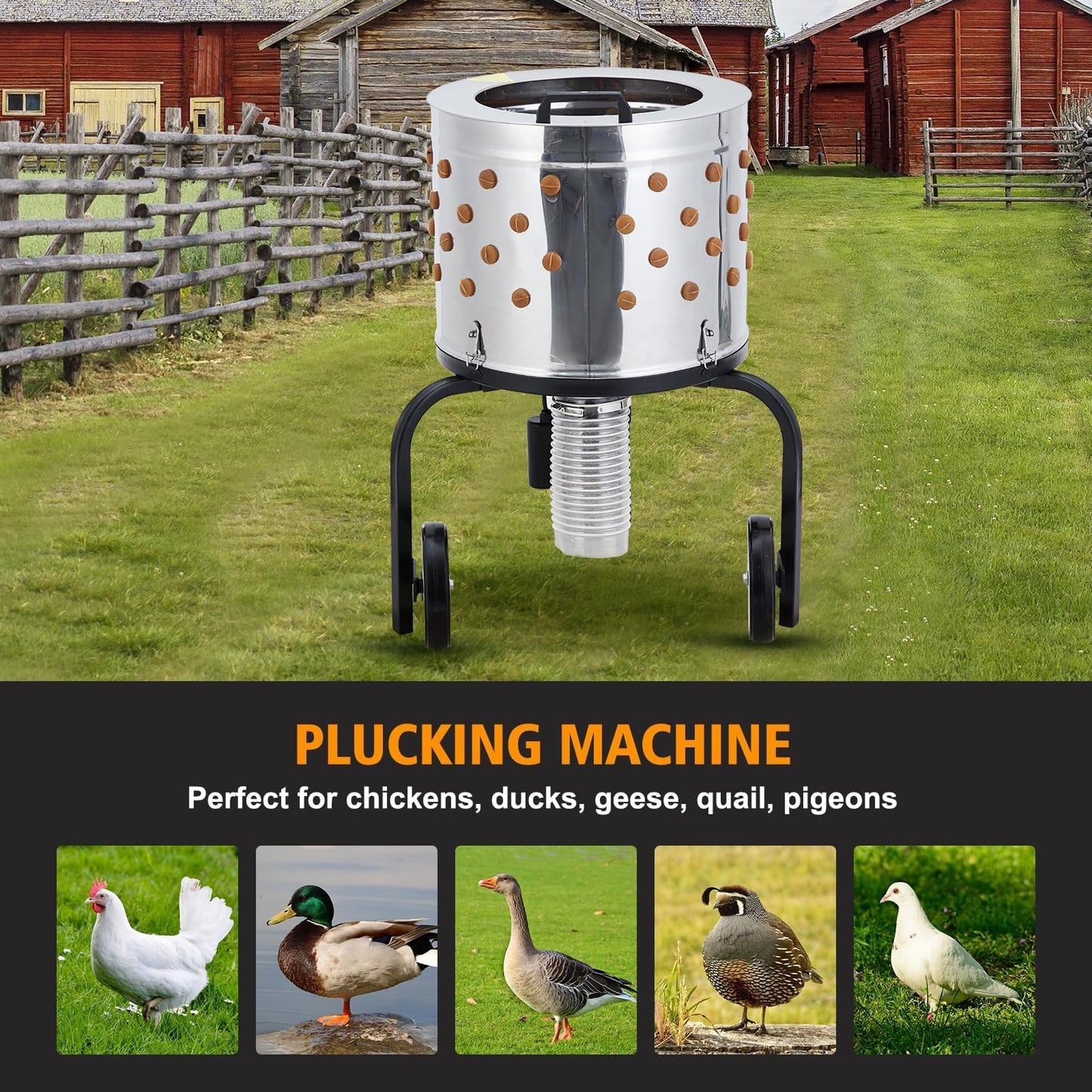 PeakPursuit Electric Chicken Plucker Machine-20IN Poultry Defeathering with 106 Soft Rubber Fingers, 360° Chicken Feather Remover for Turkey, Duck and Quail