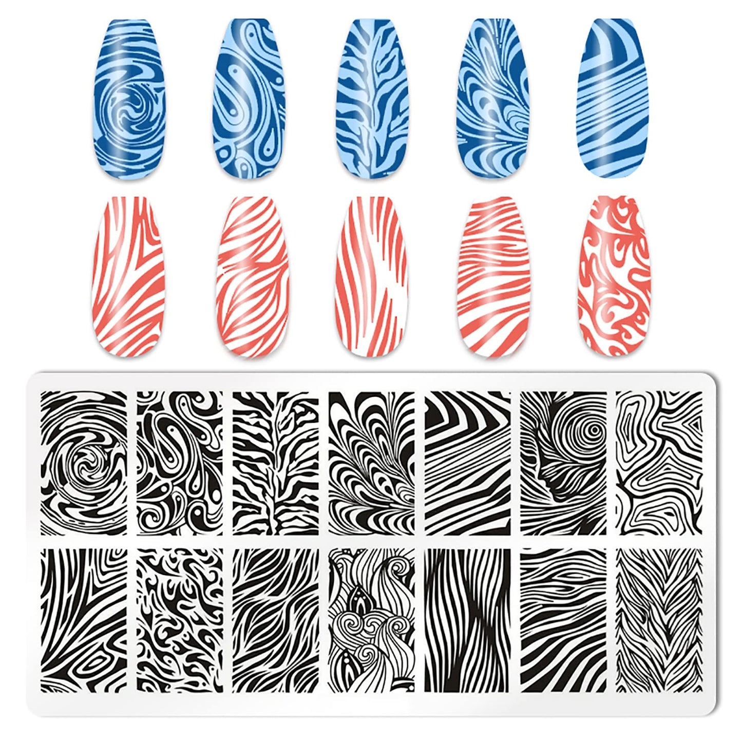 HYWWPFLAY 5Pcs Nail Stamping Plates Leopard Print Nail Stamps Nail Art Stamping Plates Nail Stencils Nail Plate Template Nail Art Stamping Kit Nails Accessories with 1 Nail Stamper, 1 Scraper