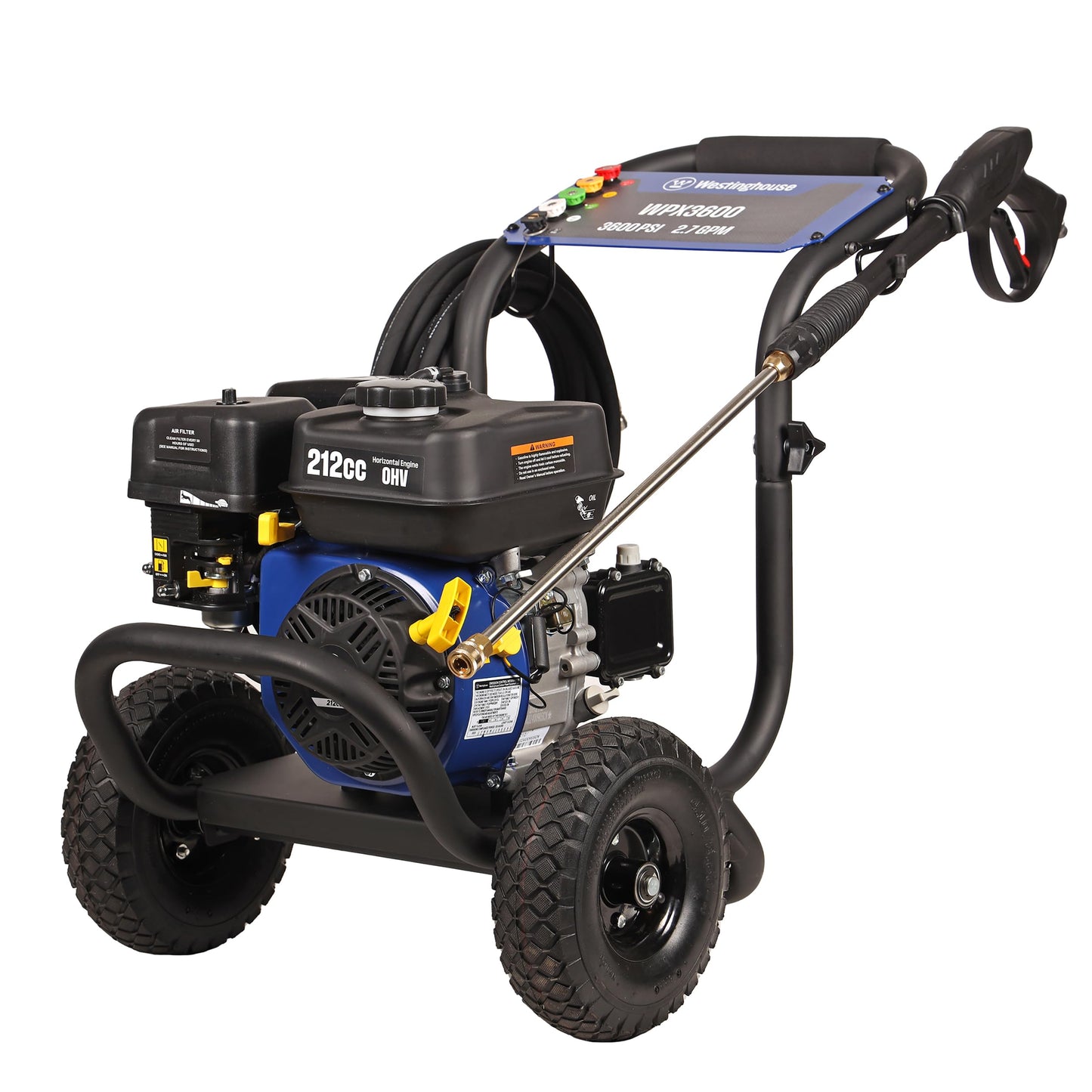 Westinghouse WPX3600 Gas Pressure Washer, 3600 PSI and 2.7 Max GPM, Onboard Soap Tank, Spray Gun and Wand, 5 Nozzle Set, for Cars/Fences/Driveways/Homes/Patios/Furniture