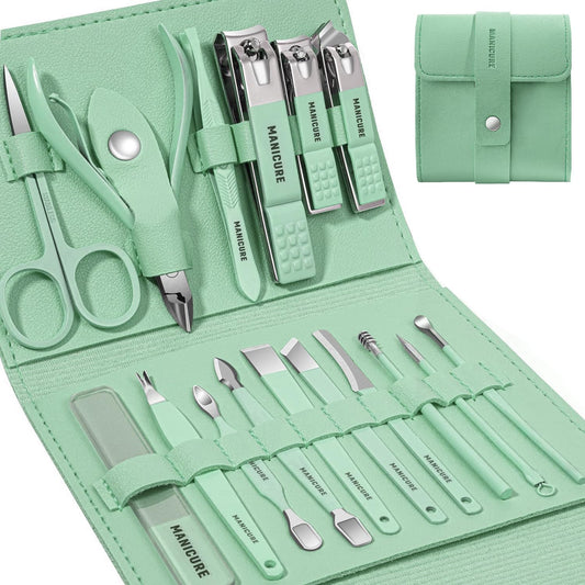 Manicure Set Nail Clippers set Pedicure Kit 16 Pieces Stainless Steel Manicure Kit,manicure and pedicure kit Professional Grooming Kits,Nail Care Tools with Luxurious Travel Case nail clippers for men