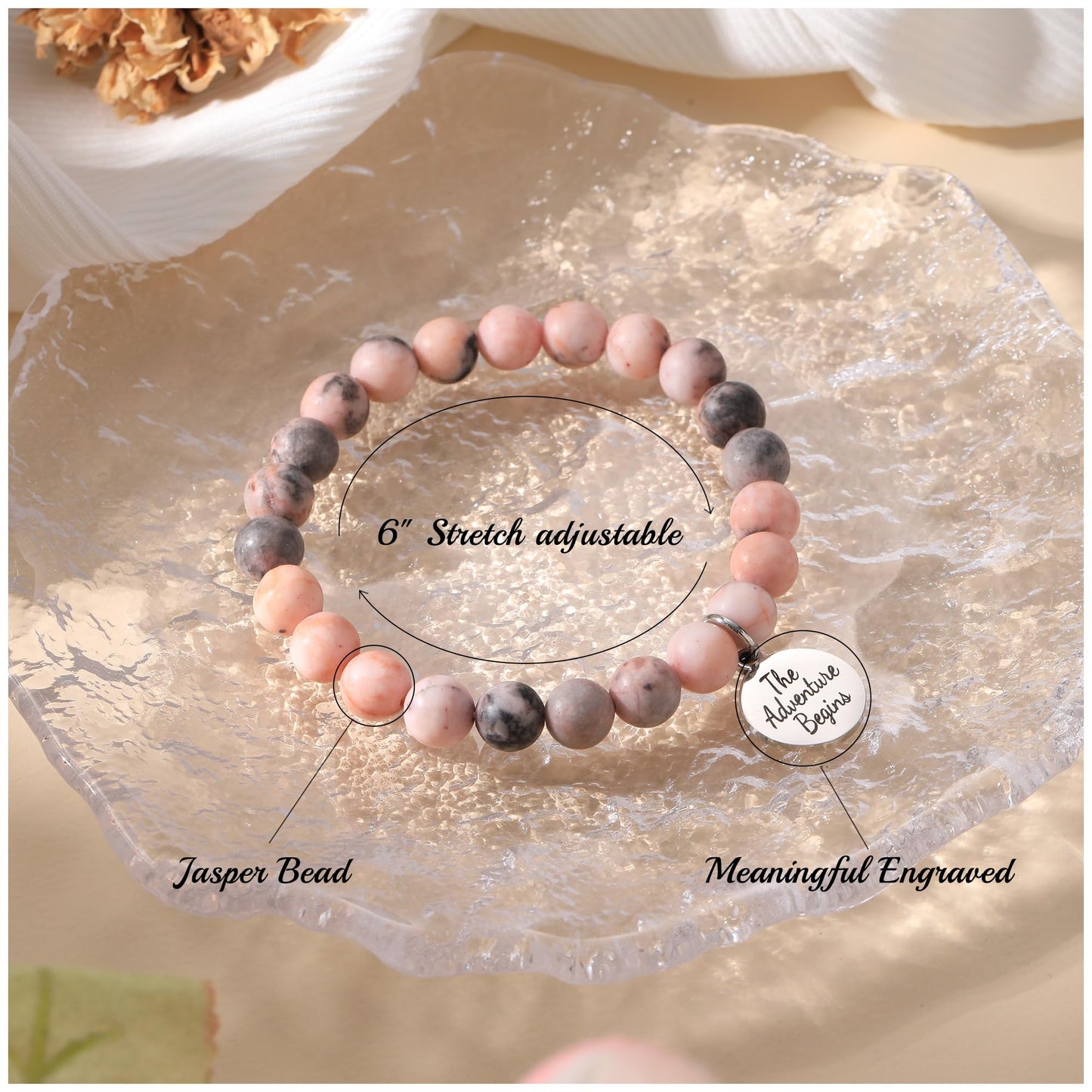Sistble Class of 2026 Graduation Gifts for Teen Girls Graduation Bracelet Niece Gifts from Auntie Dainty Nature Stone Beaded Bracelets for Women College High School Gift Jewelry