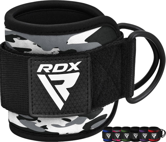 RDX Ankle Straps for Cable Machines – 7MM Neoprene Padded 10"x4" Adjustable Gym Cuffs with Dual D-Rings – Weight Attachments for Wrist Glutes Leg Kickbacks Hip Abduction Strength Workouts – Men Women