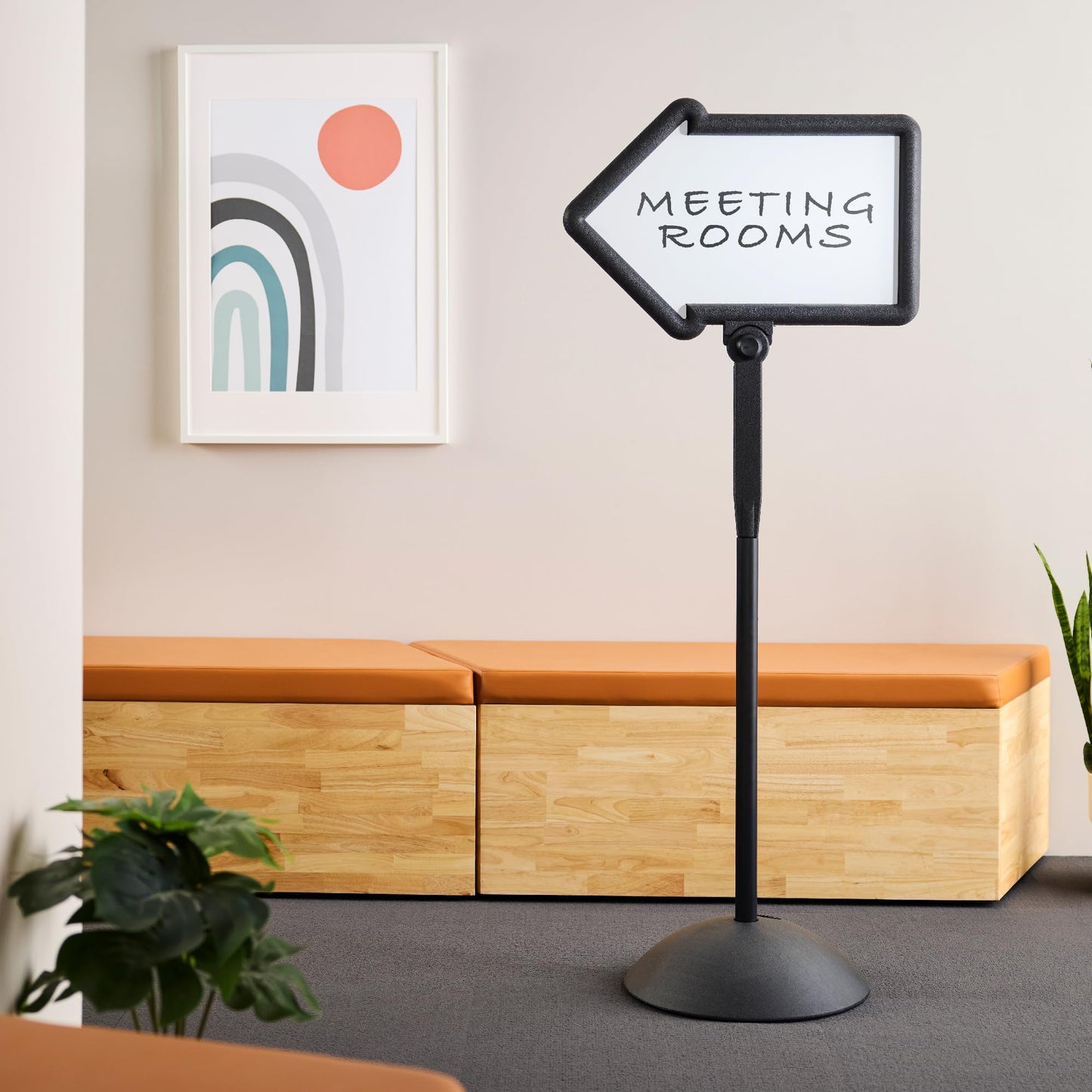 Safco Write Way Dry Erase Board Directional Arrow Sign, Dual-Sided and Magnetic for Indoor and Outdoor Use, 65"in Height, Black