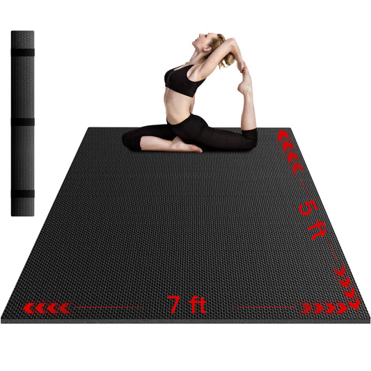 VTORY 8mm Large Workout Mat 7×5 ft – Extra Large Wide Yoga Mat & Pilates Mat Thick, Non-Slip Exercise Mat for Home Gym, Home Workout, HIIT, Strength, Stretching
