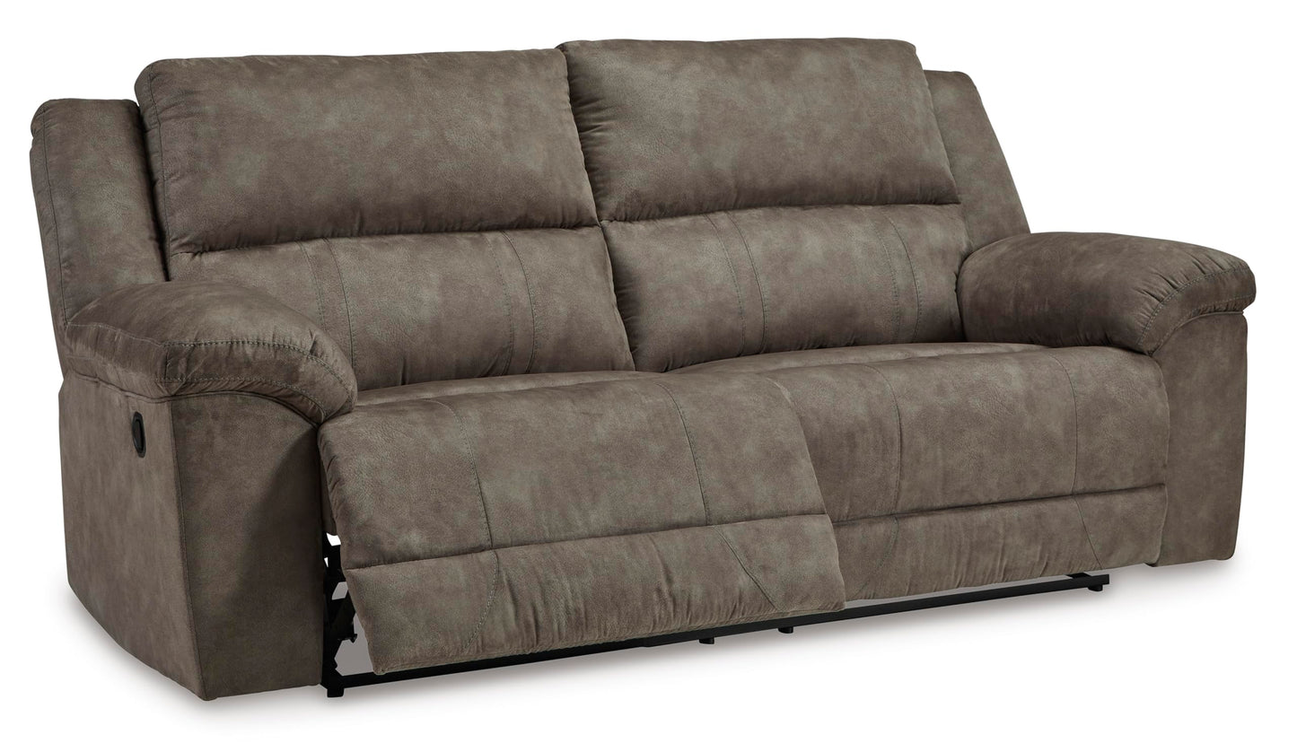 Signature Design by Ashley Laresview Contemporary Faux Leather Manual 2 Seat Reclining Sofa, Gray