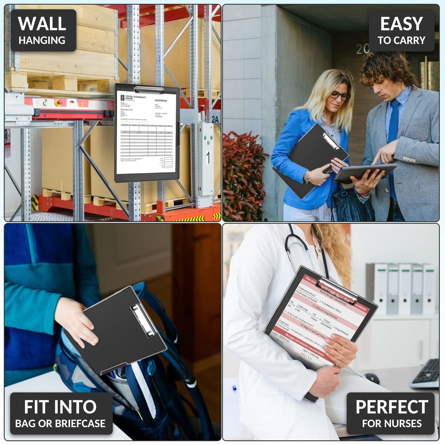 Sooez Clipboard with Storage, Heavy Duty Cleaview Clip Boards 8.5x11 with Dual Storage, Dry Erase Plastic Nursing Clipboard, High Capacity Clipboards Folder for Teacher Nurse, School & Office Supplies