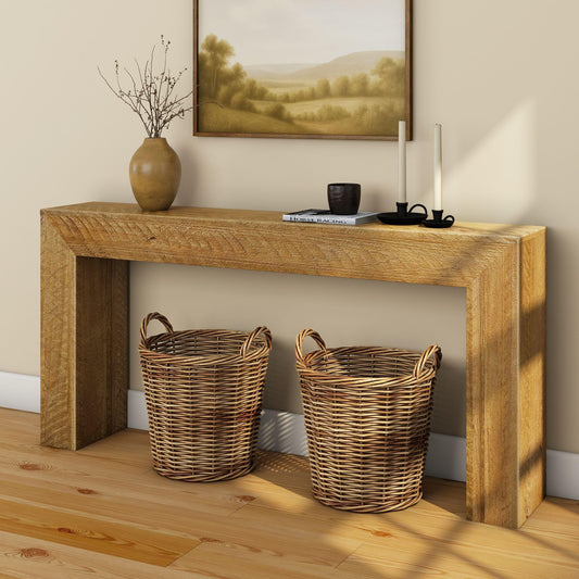 Plank+Beam 66 Inch Camden Console Table - Solid Pine Wood, Easy Assembly for Living Room or Entryway, Rustic Honey