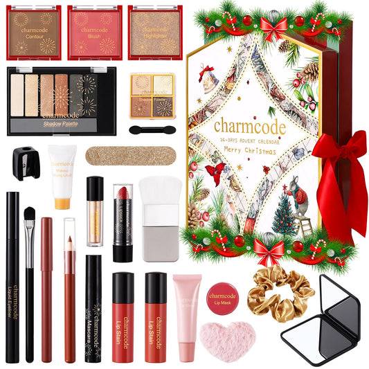 CHARMCODE Makeup Advent Calendar 2025, 24 Days Christmas Countdown Calendar Gift Set for Adult Women Teen Girls, Xmas Holiday Beauty & Cosmetic Surprise Make up Kit for Women Full Kit