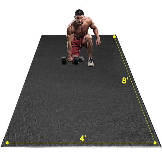 BesWin Large Exercise Mat, 8' x 4'x 1/4" Extra Durable Workout Mats for Home Gym Flooring, High-Density Gym Mats Cardio Mat for Jump Rope, MMA, Stretch, HIIT, Shoe-Friendly, Non-Slip, Non-Toxic