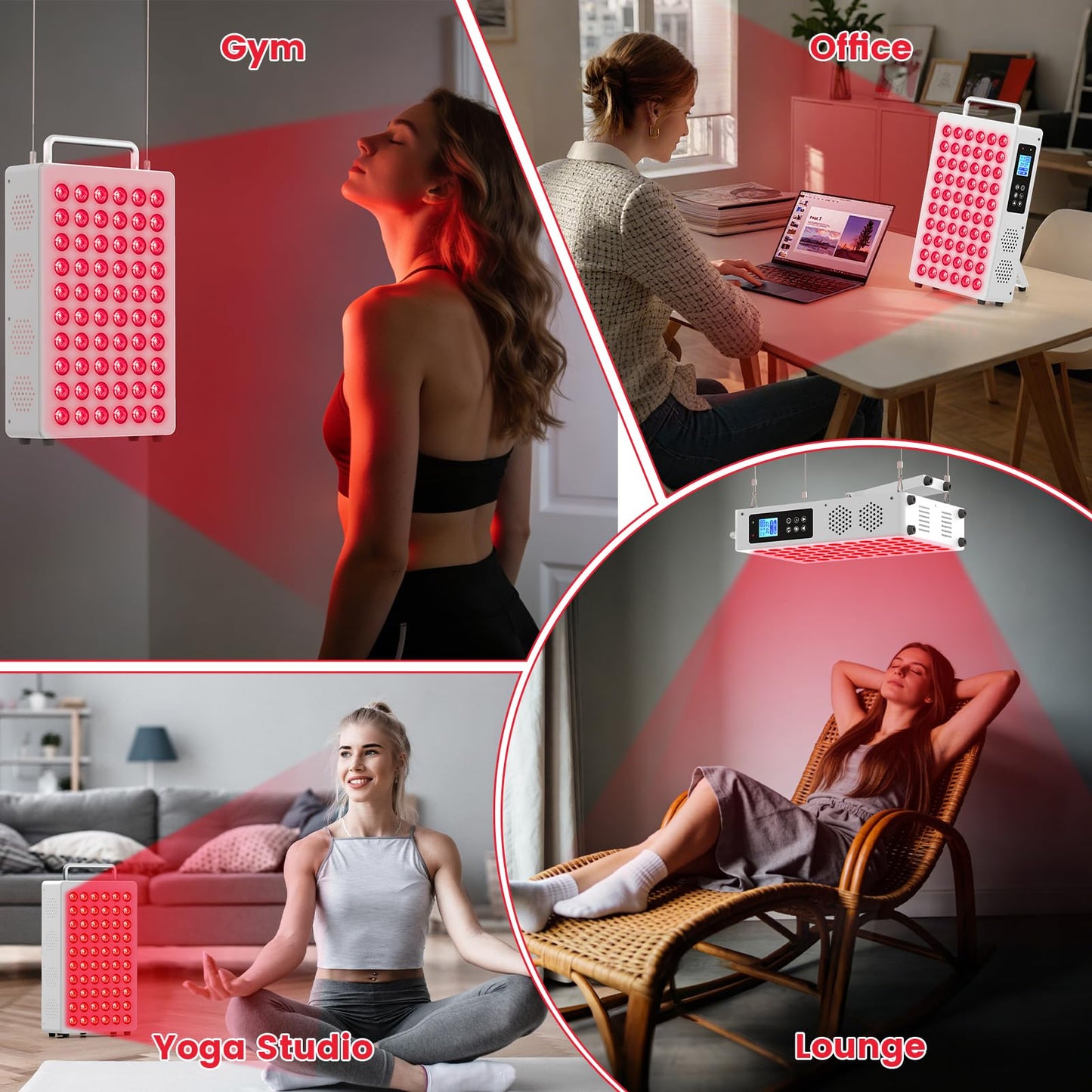 Red Light Therapy Panel with 660nm & 850nm Near-Infrared Light – 300W High-Power Red Light Panel for Face & Body, Supports Skin Care, Pain Relief, and Skin Health (White)