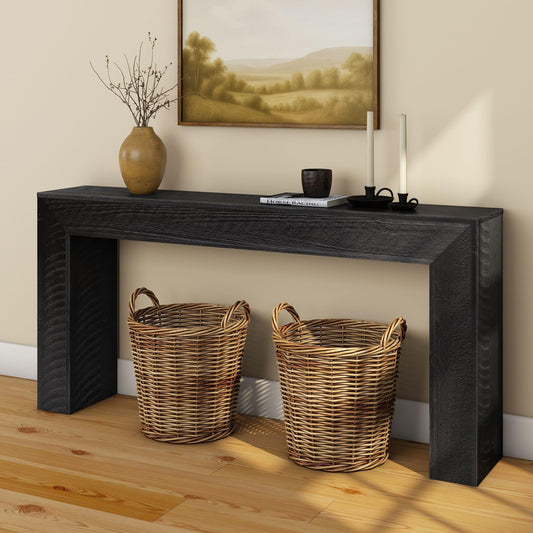 Plank+Beam 66 Inch Camden Console Table - Solid Pine Wood, Easy Assembly for Living Room or Entryway, Rustic Char