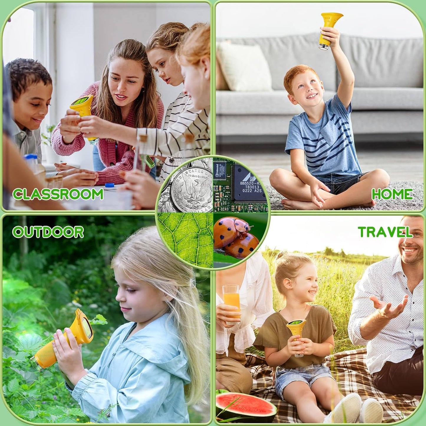 Kids Microscope - Ashfly 1000X Portable Microscope for Kids, Photo & Video Miniscope Pocket Microscope Gifts, 2'' Digital Screen | Ideal Toys for Boys Girls Age 3-12