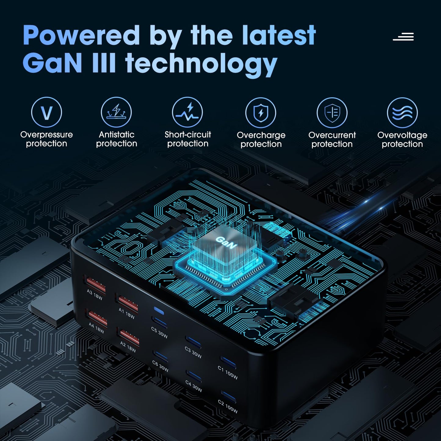 330W 10-Port USB C Charging Station, PD 100W 65W 45W 30W 20W Laptop & Phone Desktop Fast Charger Hub, Compatible with MacBook Pro/Air, iPhone 17/16/15/Pro, iPads, Galaxy