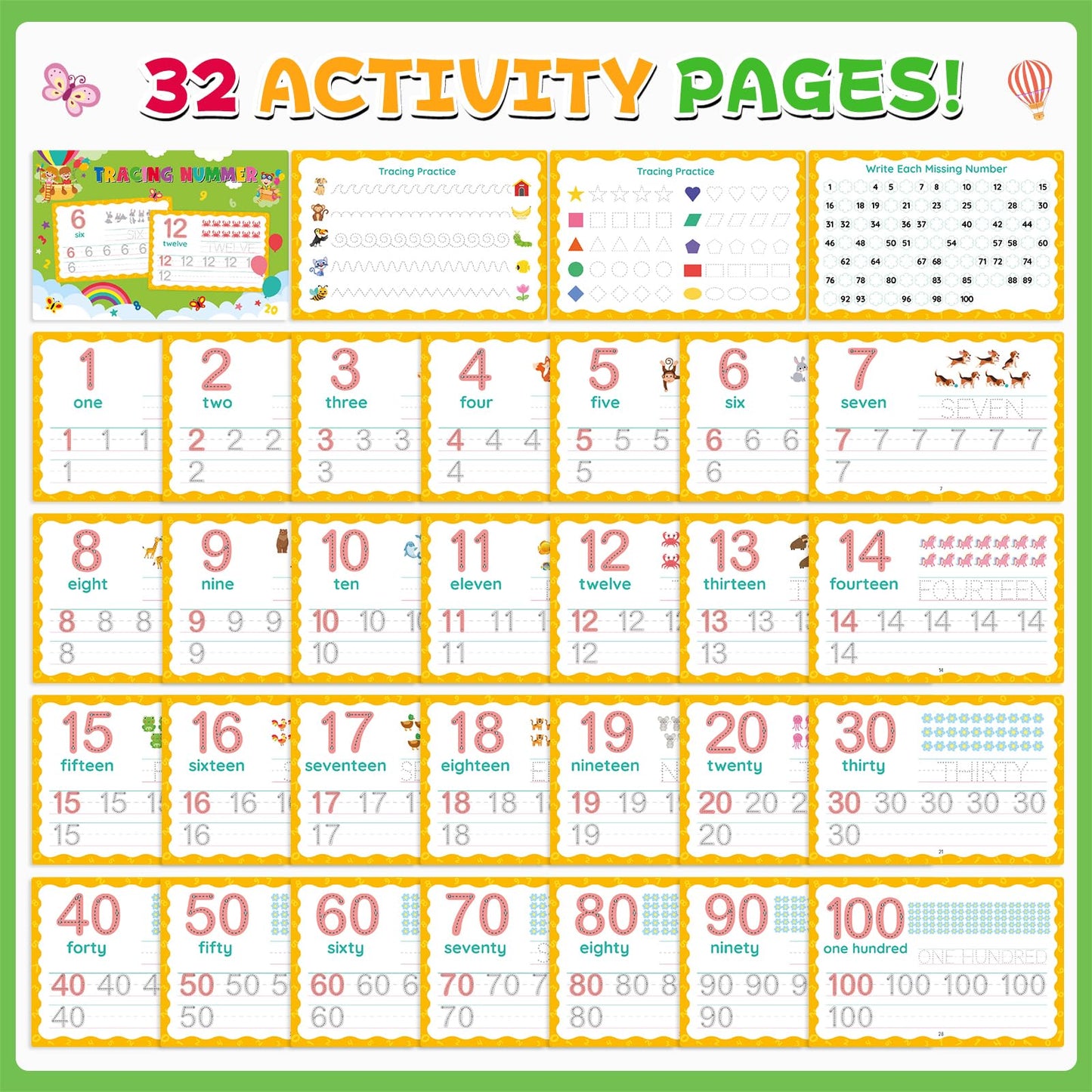 Tracing Books for Kids Ages 3-5, Preschool Learning Activity Book, Prek Workbook Learn to Write, Dry Erase Handwriting Writing Practice, Numbers Tracing Workbook-Kindergarten Learning Busy Book