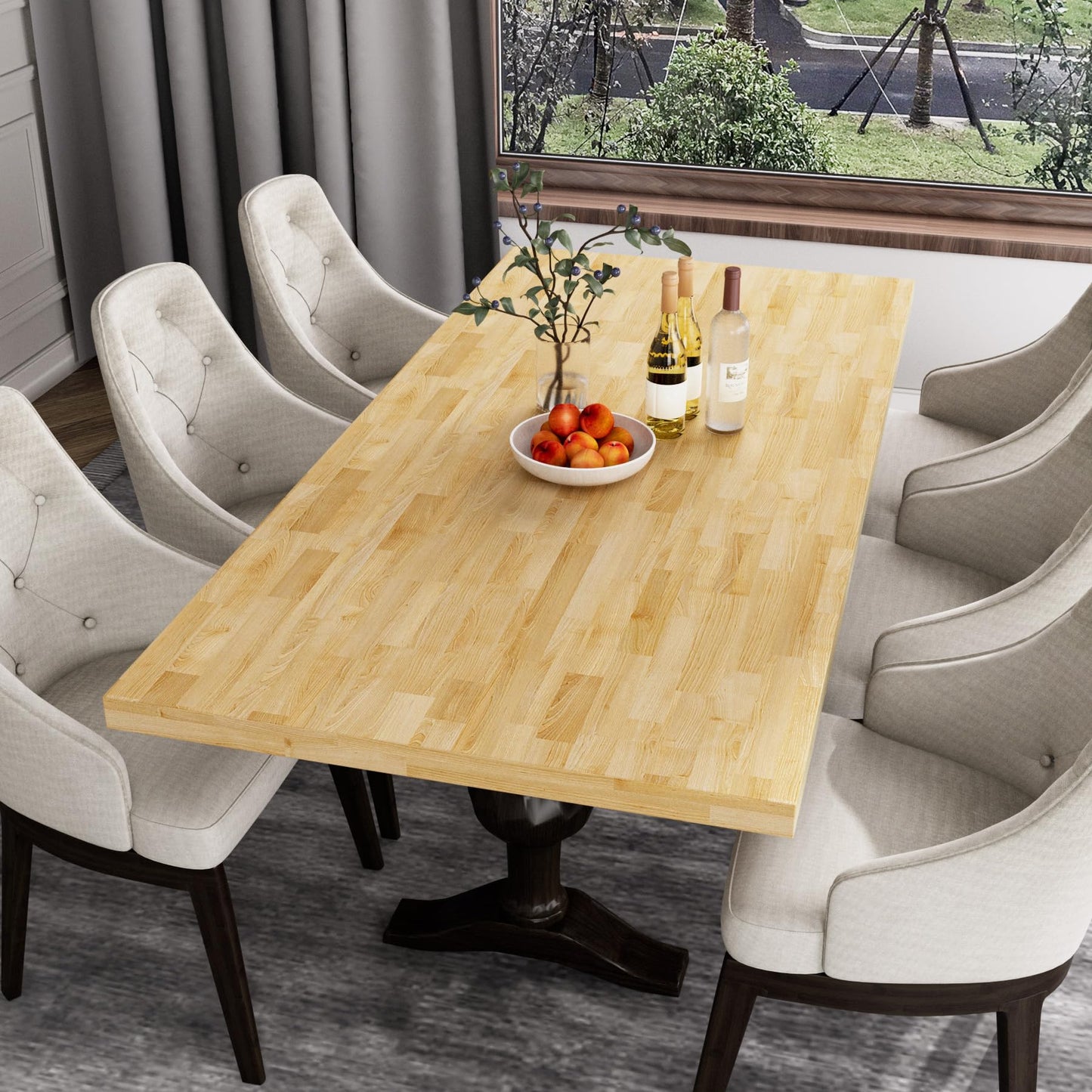 Butcher Block Countertop Wood Tabletop - 60"x25"x1.5", 5FT Solid Birch Wood Tabletop, Unfinished Hardwood Butcher Block Island Top for Kitchen Counter, Desk Top, Table Top, Workbench, Coffee Bar