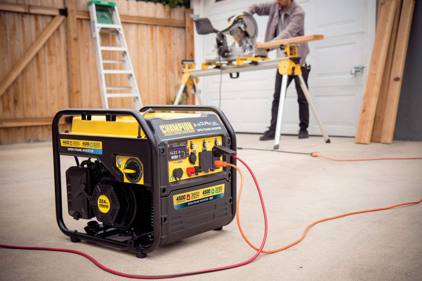 Champion Power Equipment 4,500-Watt Electric Start Dual Fuel RV Ready Portable Open Frame Inverter Generator with Quiet Technology and CO Shield®