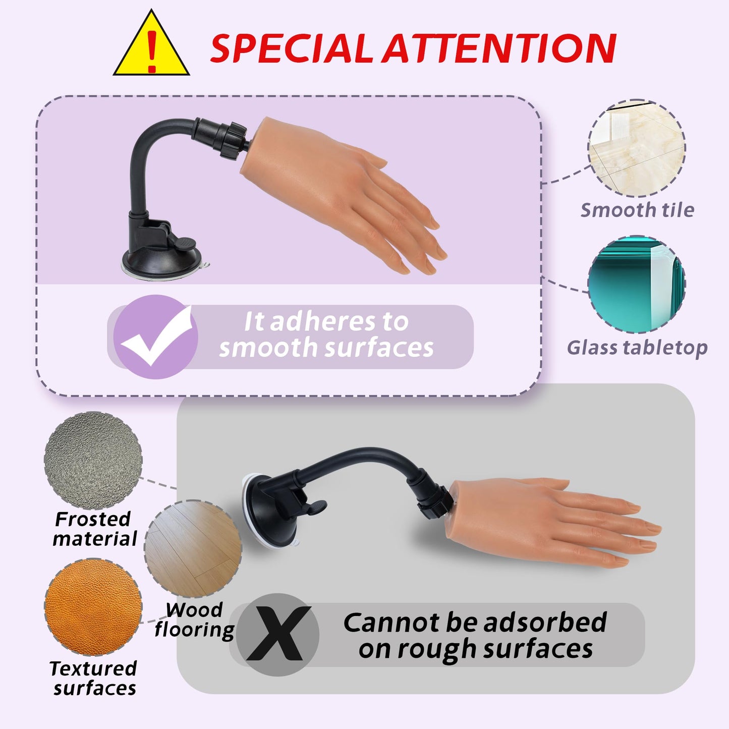 Veikmv Practice Hand for Acrylic Nails,Realistic Silicone Mannequin Hand with Flexible Fingers for Acrylic Nails, Gel Polish Training, Complete Nail Art Beginner Set with Brush & File