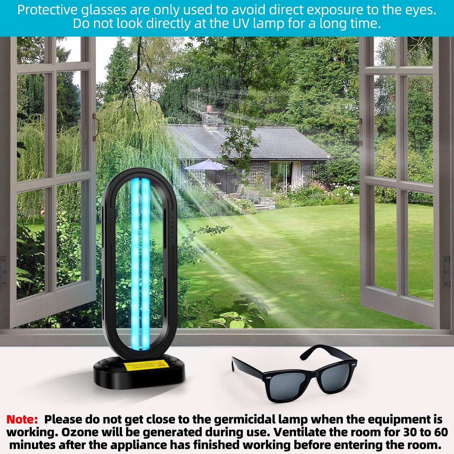 Feefir UV Light Sanitizer,4-Speed Timing and Remote Control UVC Home Disinfection Device,Portable Ultraviolet Light Sanitizer Effectively Mold Remover and Dust Mites,UV Lamp for Whole Room,Black