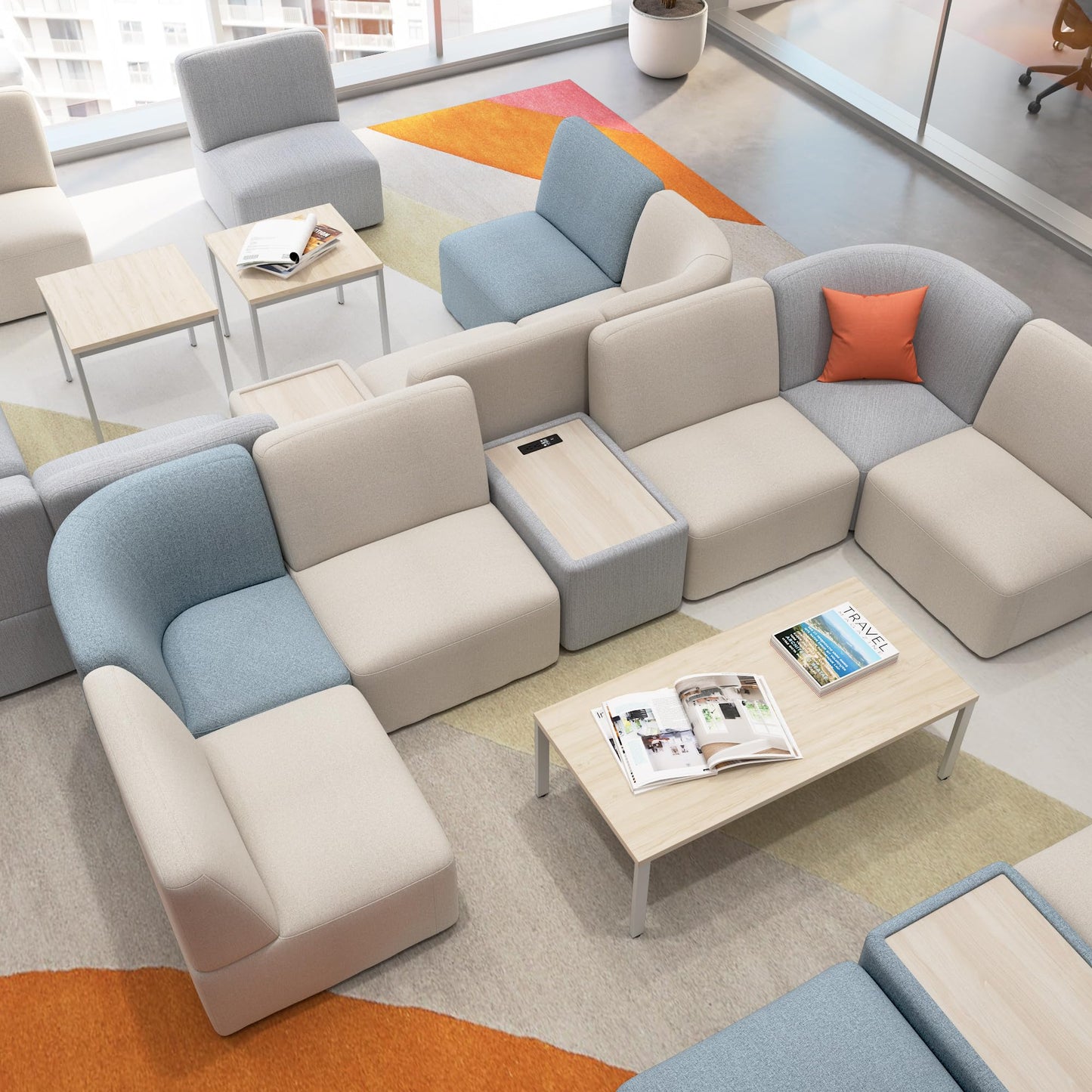 Bush Business Furniture Modular Armless Lounge Chair, Guest Seating for Lobby or Reception Area, Assemble Collection, Mist Fabric