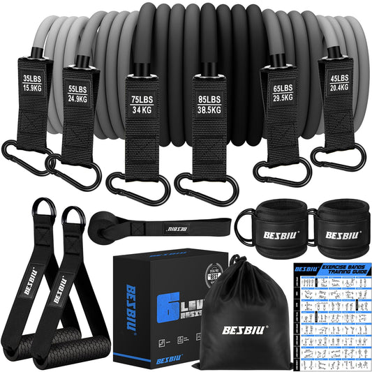 Heavy Resistance Bands for Working Out, 300lbs/360lb/420lb Exercise Bands Workout Bands with Handles, Door Anchor, Ankle Straps, Home Gym Workout Equipment for Men Fitness Strength Training Stretching