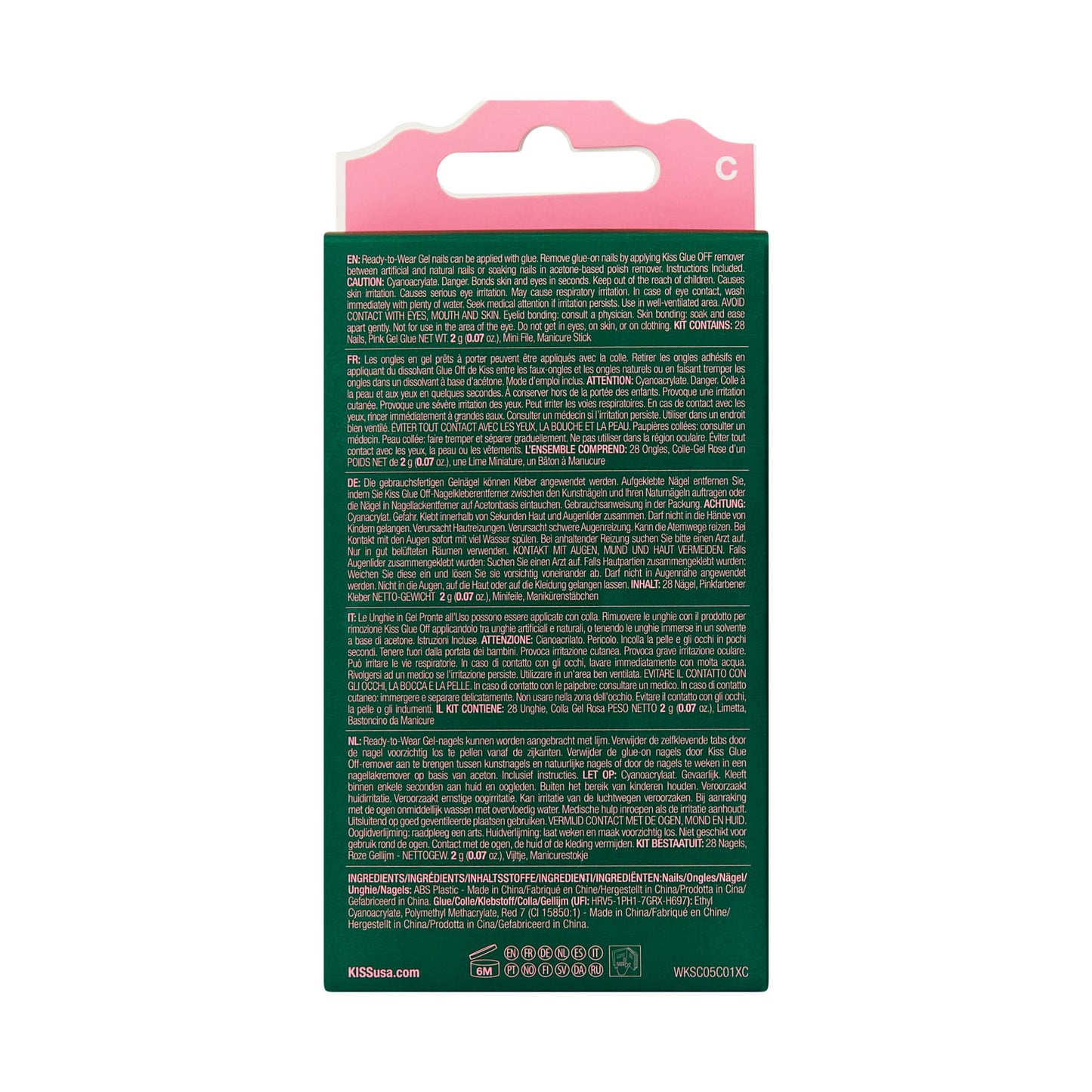 WICKED X KISS Press On Nails Almond, ‘Glinda Goodness’, Pink, Short, Waterproof, Chip Proof, Smudge Proof, 28 Fake Nails, Pink Gel Nail Glue (2g), Mini Nail File, & Manicure Stick