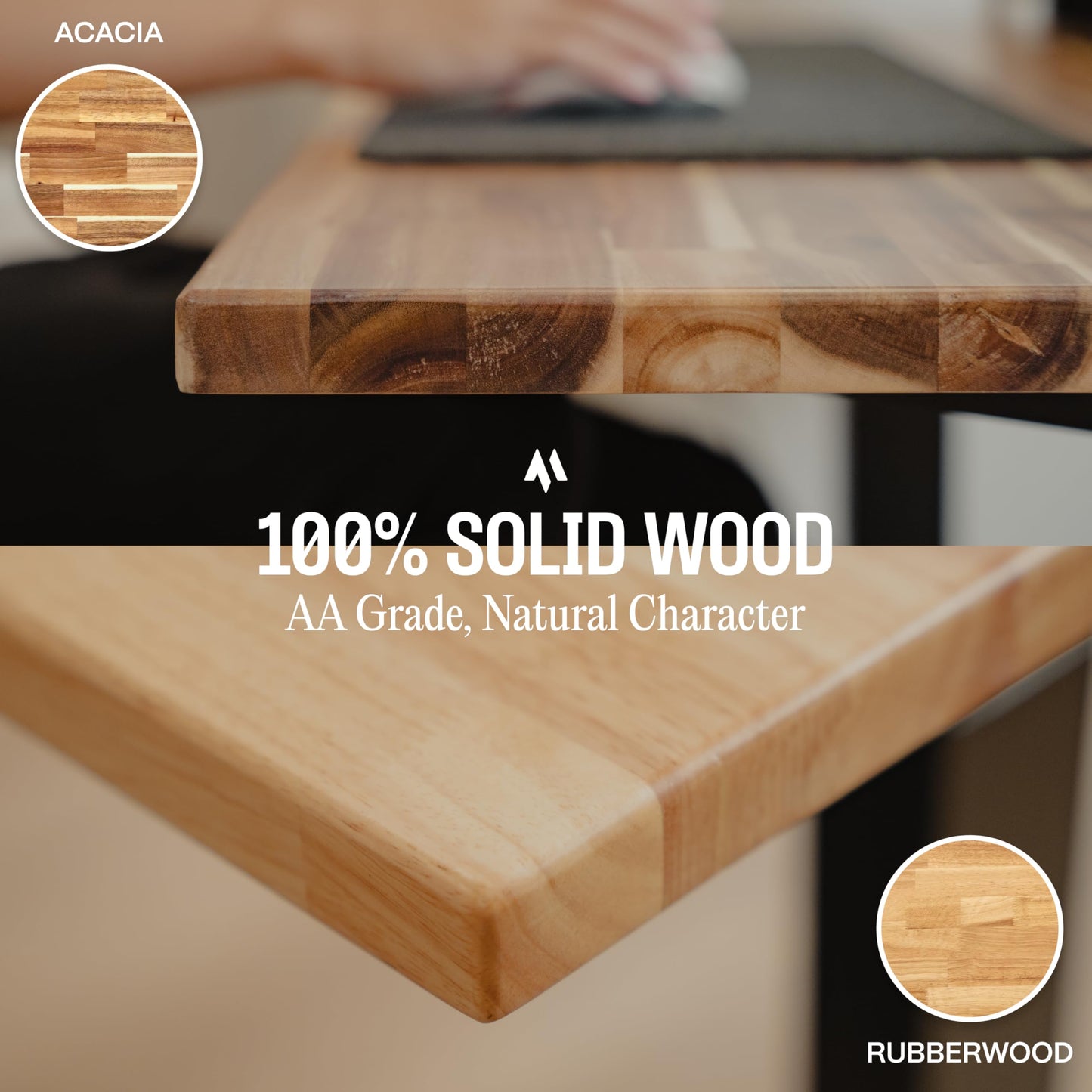 Solid Wood Desk Table Top – Pre-Finished 1.2” Thick Tabletop - Universal Fit for Standing Desks, Countertops & Workstations (48" x 24", Rubberwood)