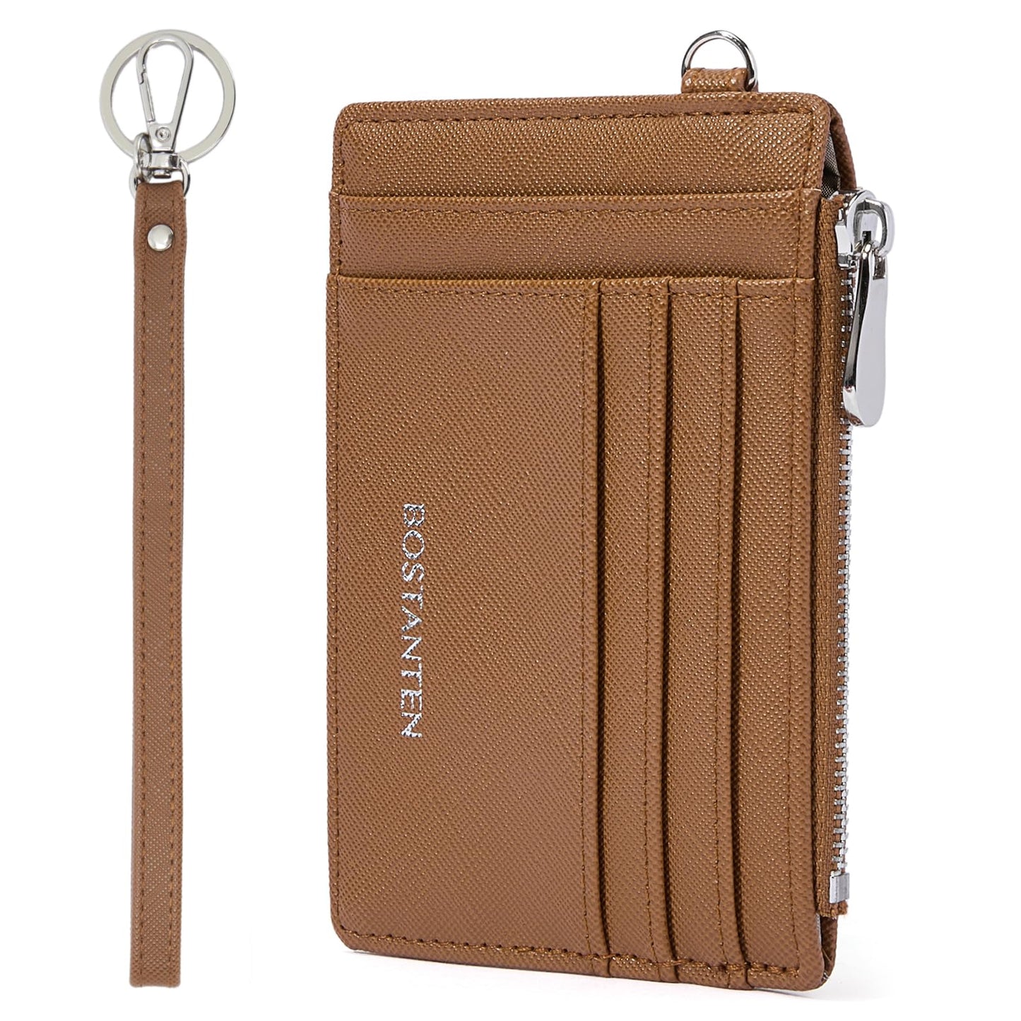 BOSTANTEN Small Wallet For Women RFID Leather Credit Card Holder Slim Wristlet Keychain Wallet With Zipper Pocket