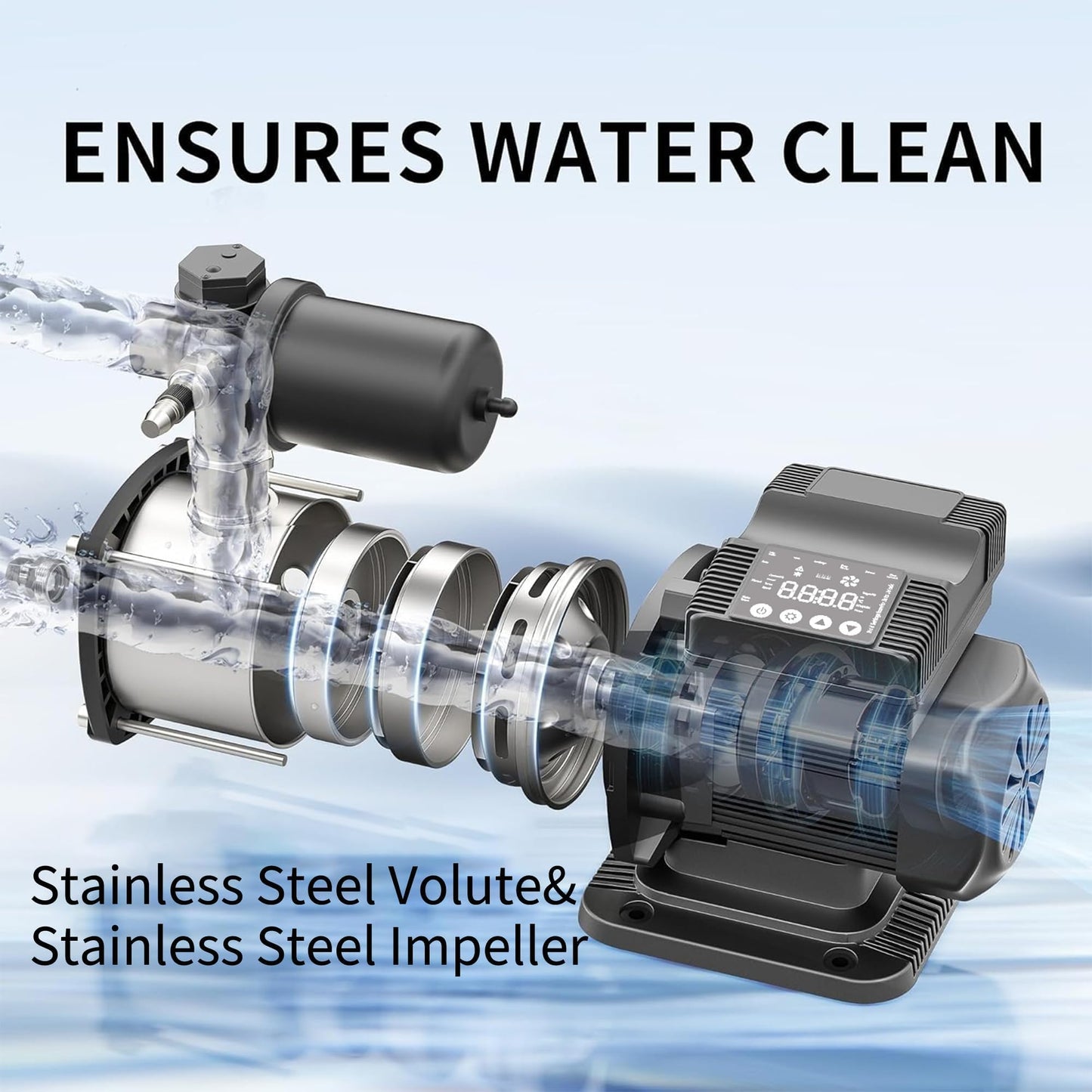 AIDPATH Whole House Water Pressure Booster Pump 86PSI, Automatic Variable Speed & Power, Constant Pressure for Home, Shower, Irrigation, 115V, 1" NPT, Stainless Steel Impeller & Volute