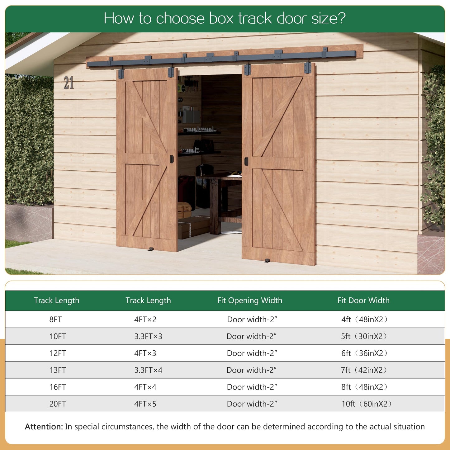 16FT Double Door Industrial Grade Black Double Door Track Kit for Exterior Sliding Barn Doors Heavy Duty Box Rail, Wall Mounted, Max Load 300lbs (Hardware Only,No Door)