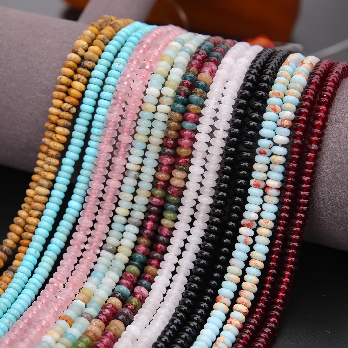 BONNY BOXX 1 Strand (150PCs) Natural 2 * 4mm Colorful Tourmaline Rondelle Beads, Natural Abacus Disk Stone Beads Loose Spacer Gemstone for DIY Bracelet Necklace Jewelry Making