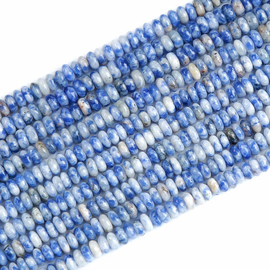 150PCS 2x4mm Natural Blue Sodalite Stone Rondelle Beads Abacus Disk Stone Beads Round Loose Spacer Gemstone Beads for DIY Bracelet Necklace Jewelry Making