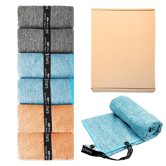 Microfiber Gym Towels - Quick Dry, Highly Absorbing, Silver ION Odor-Free Absorbent Fiber, for Men & Women - for Hot Yoga, Tennis, Running, Workout, Camping, Set of 6 Charcoal Gray (Mixed-Color Set)