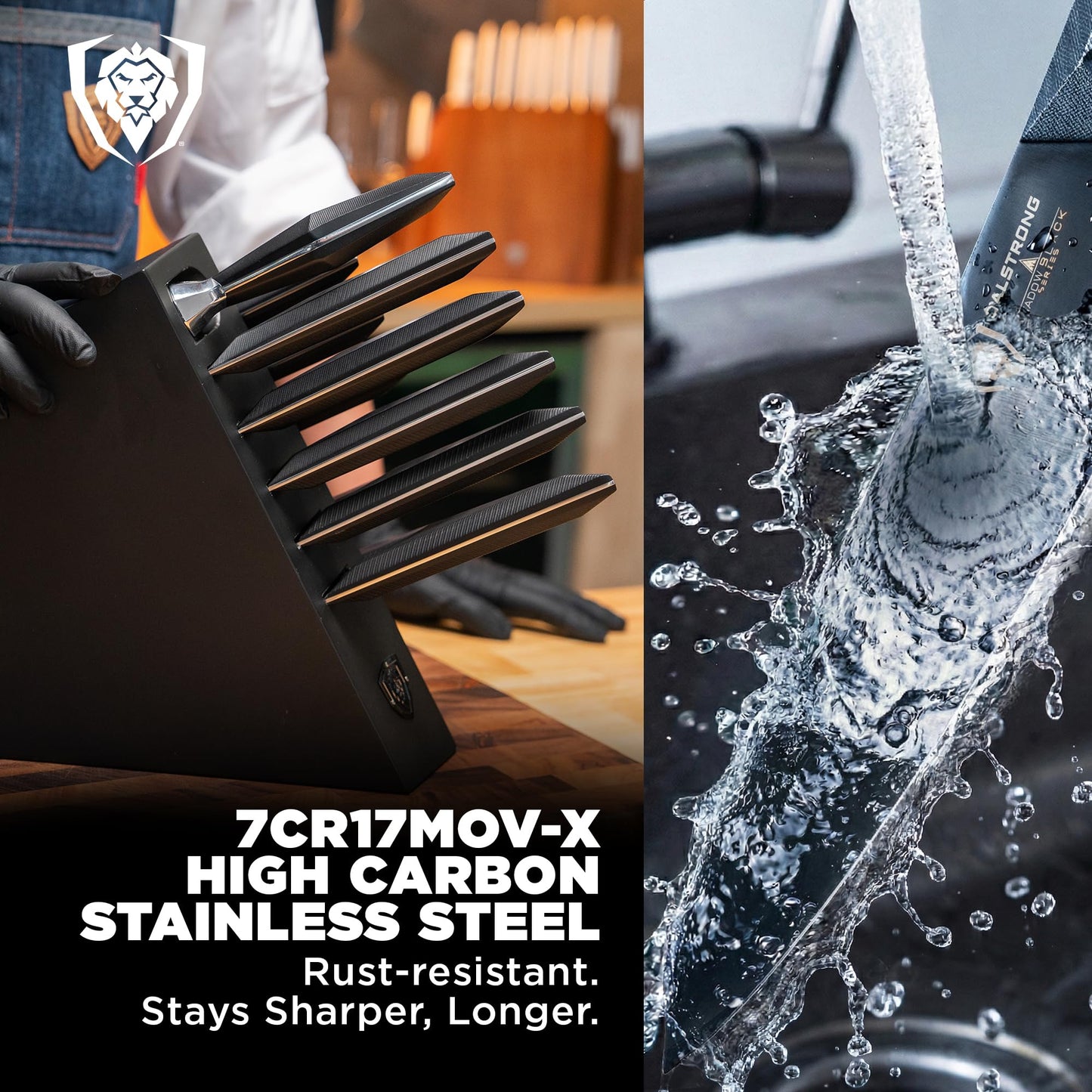Dalstrong 12-Piece Professional Knife Block Set - Shadow Black Series - Black Titanium Nitride Coated - High-Carbon Stainless Steel with Block - NSF Certified Premium Kitchen Set