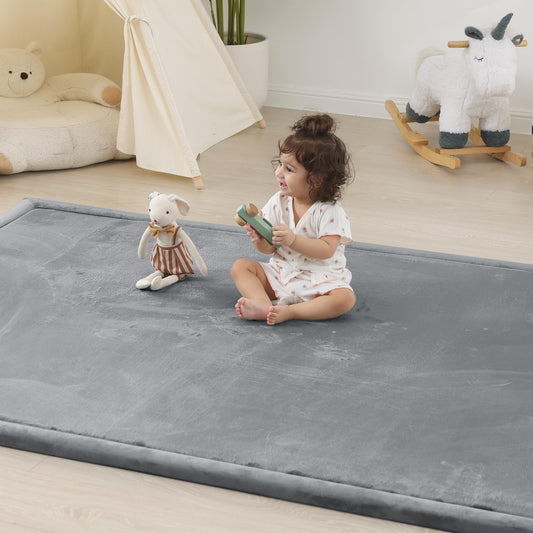 1.5" Thick Baby Play Mat for Floor Tummy Time, 50"x 50" Pro Soft Baby Activity Playmats Playroom, Easy Care with Non-Slip Safe for Infant Toddler Kids Crawling(Dark Grey)
