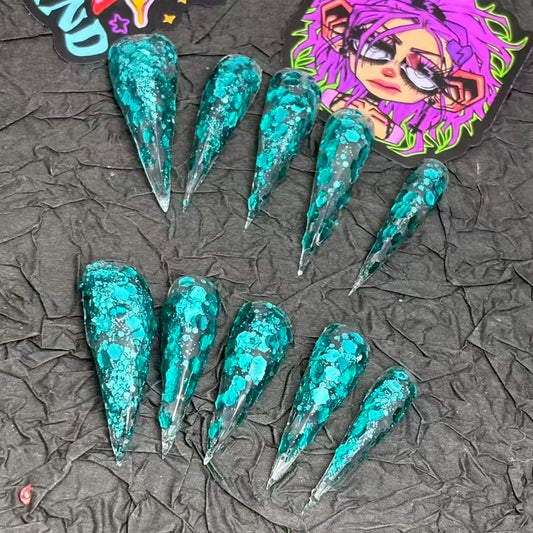 10Pcs(1Pack) Handmade Press On Nails 3D Flower Nails Cute Catoon Marshmallow Nails for Women Party Holiday Daily Wear Size M