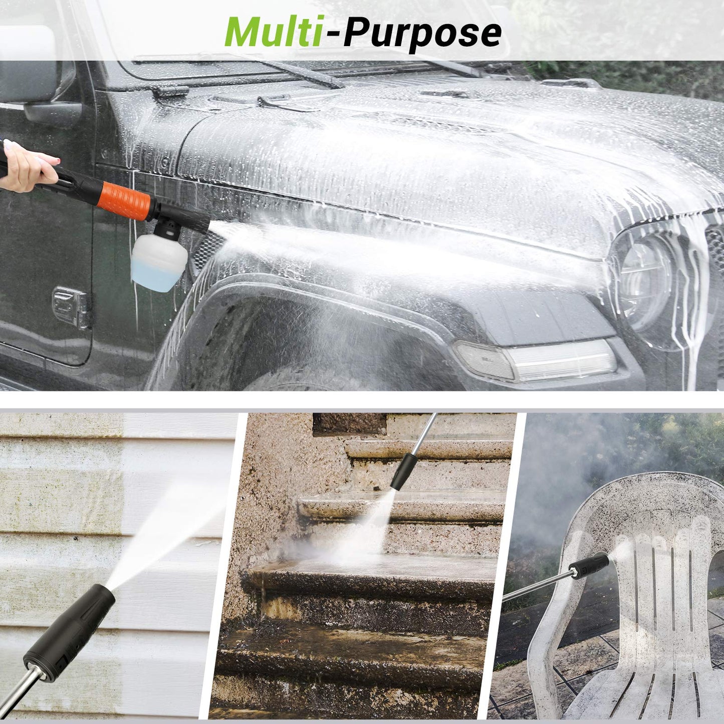Rock&Rocker Electric Pressure Washer, Power Washer 2150 PSI 1.6 GPM Portable Car Washer Machine with Adjustable Spray Nozzle, Foam Cannon, Ideal for Home/Car/Driveway/Patio Cleaning, Orange (HX13S)